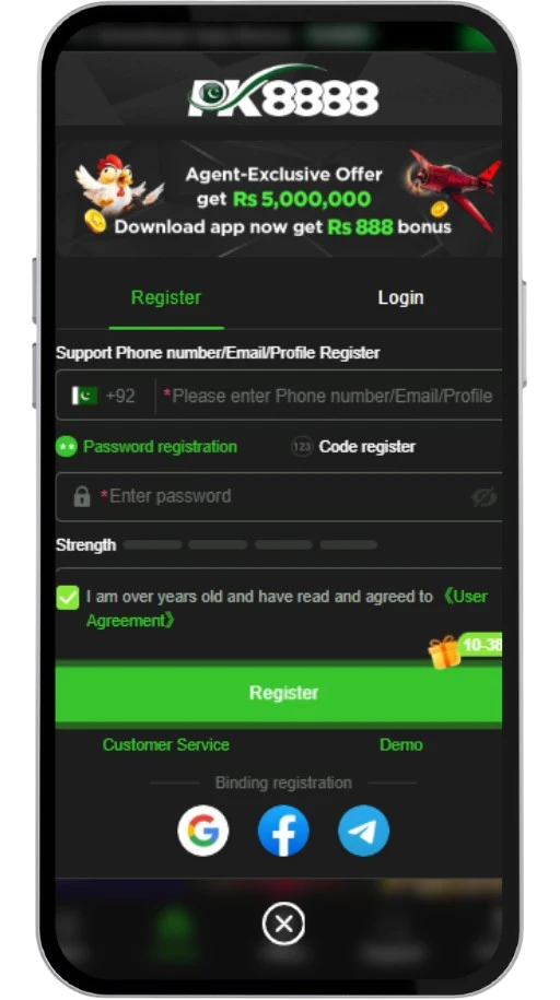 PK8888 Game Sign Up Screen — Registration Process for Pakistani Users